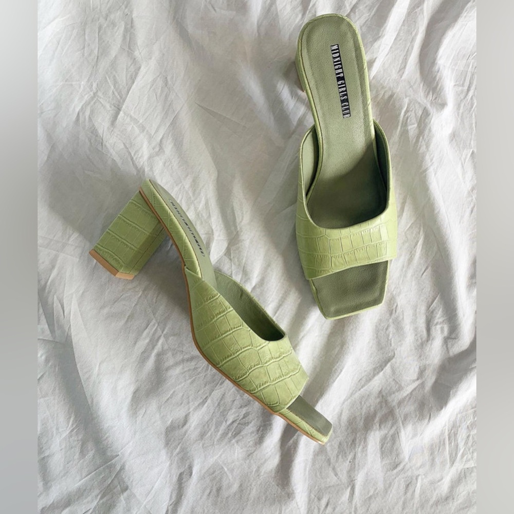 Croc-Embossed Heeled Sandals